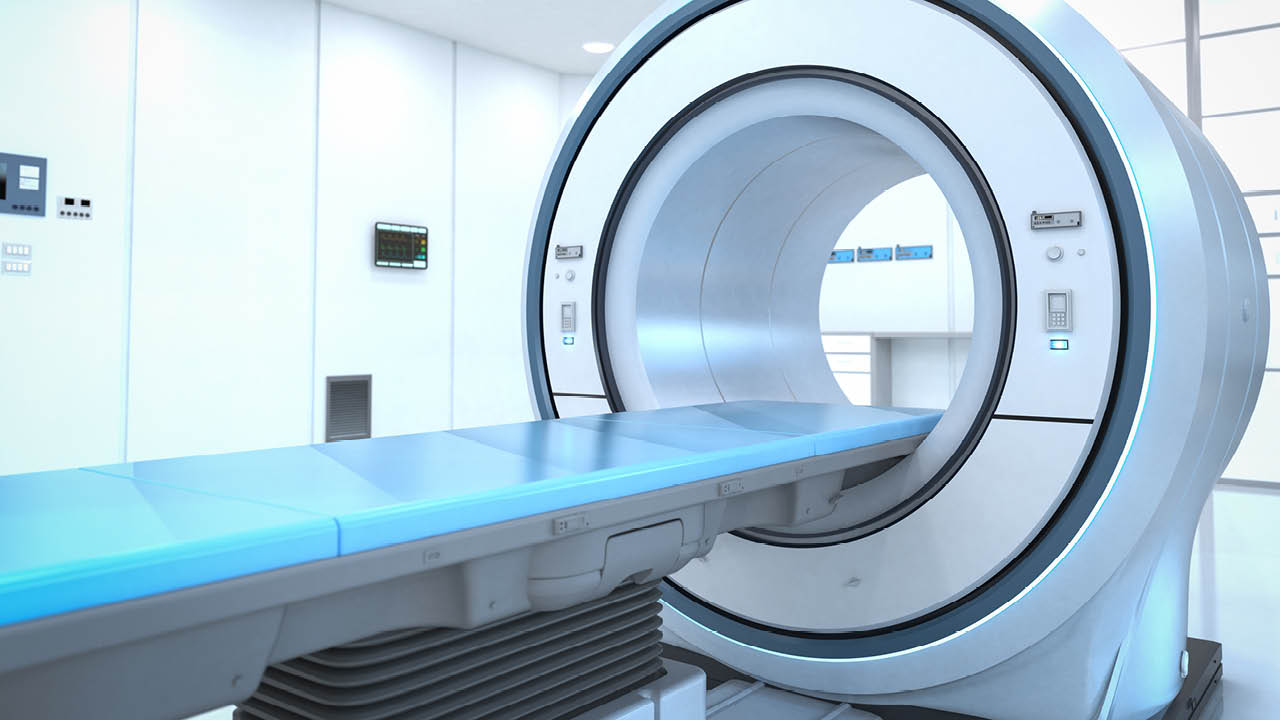 3d rendering mri scan machine or magnetic resonance imaging scan device